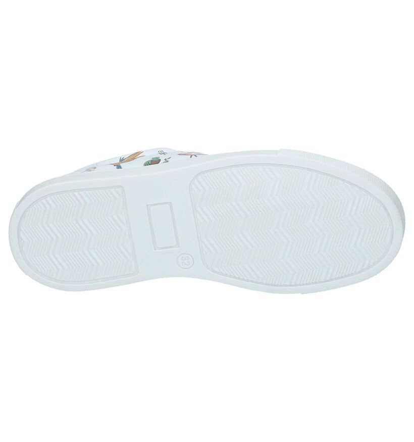 Hampton Bays Witte Sneakers Rits/Veter met Tekening Dieren in leer (213237)