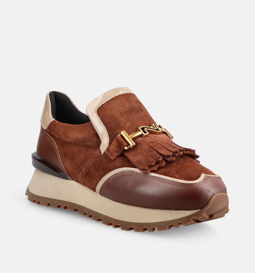 Nathan-Baume Donkerbruine Mocassins voor dames (380237) - geschikt voor steunzolen
