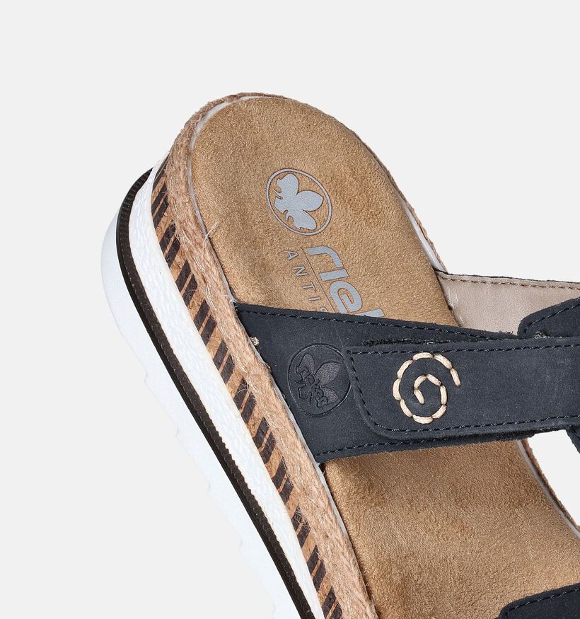 Rieker Nu-pieds talon compensé en Bleu pour femmes (354936)