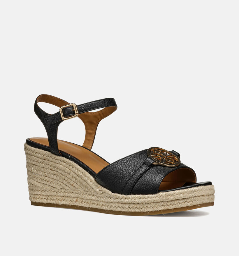 Geox Panarea Sandales avec talon compensé en Noir pour femmes (353778)
