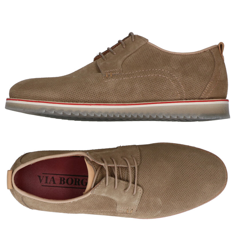 Via Borgo Coronas Chaussures à lacets en Beige en nubuck (292956)