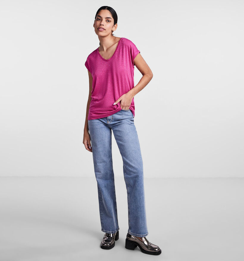 Pieces Billo Tee Lurex Ecru Gestreepte T-shirt (323737)