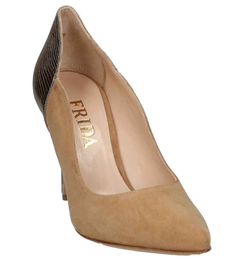 Cognac Pumps met Hoge Hak Frida Florida, , pdp