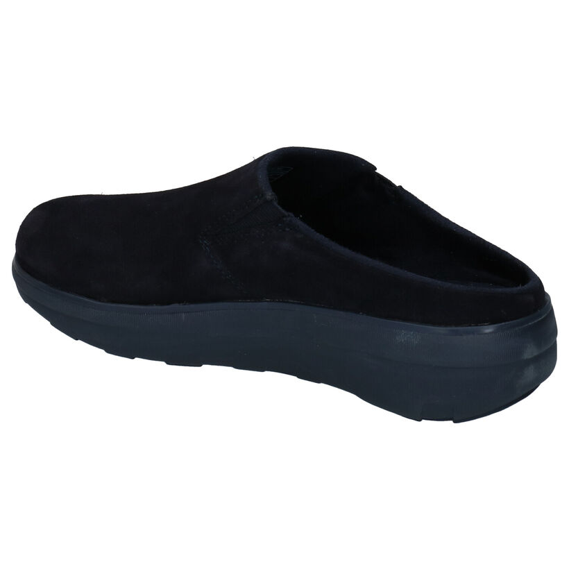 FitFlop Loaff Suede Clog Zwarte Pantoffels in daim (295130)