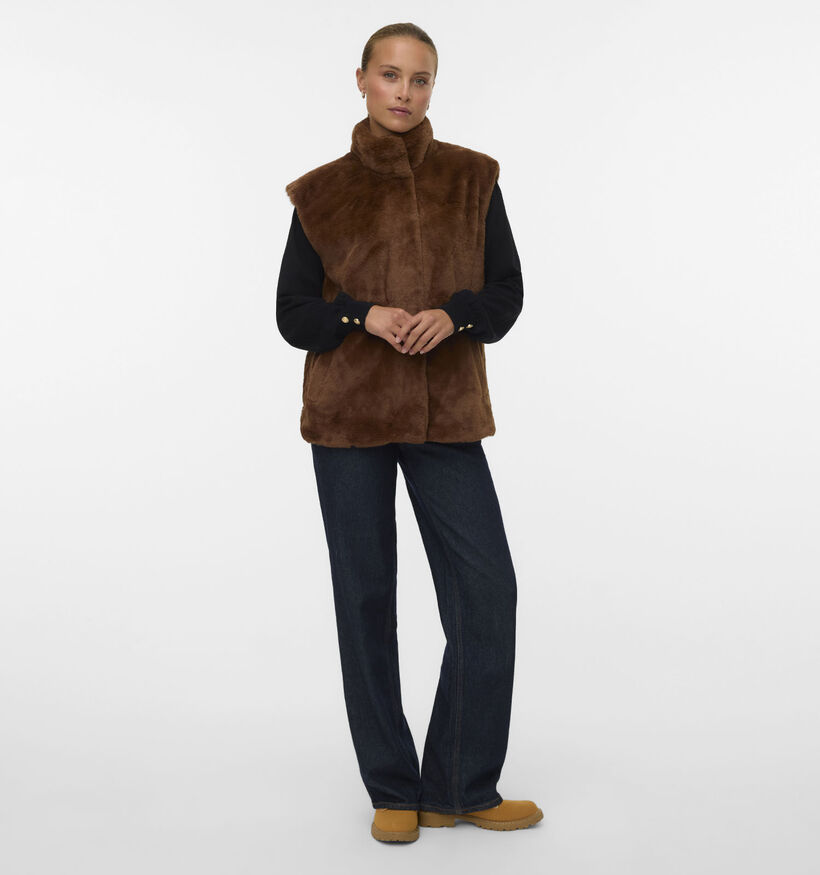 Vero Moda Sonja Poppy Faux Fur Bruine Vest voor dames (361231)