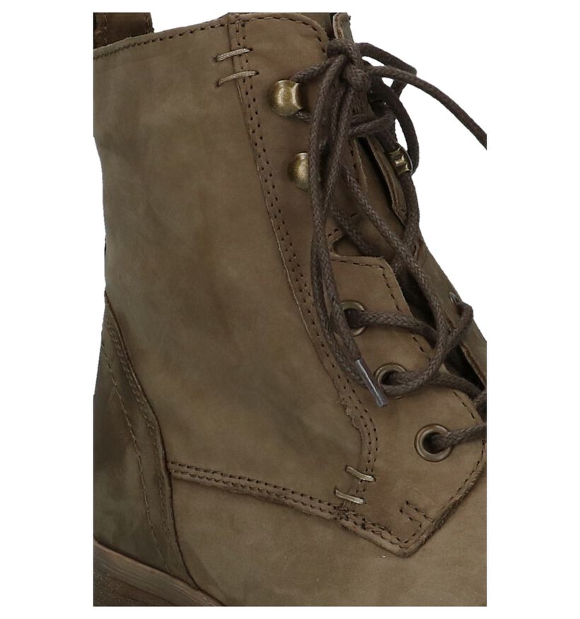 Poelman Bottillons en Vert kaki en nubuck (222935)