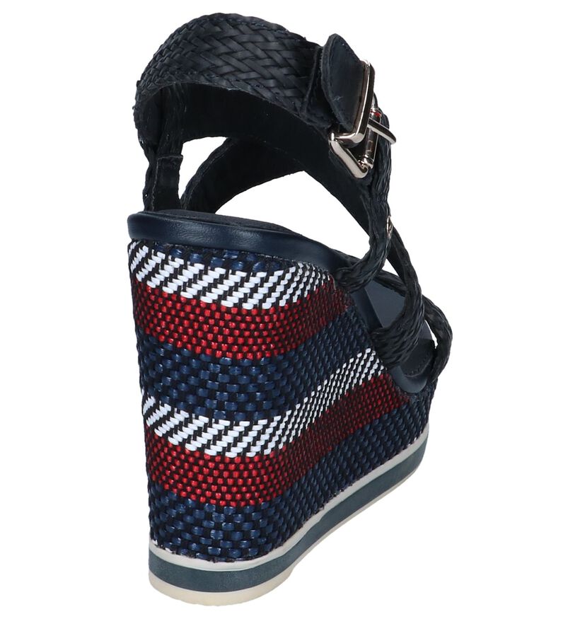 Donkerblauwe Sandalen Tommy Hilfiger Tommy Raffia Wedge in kunstleer (241811)