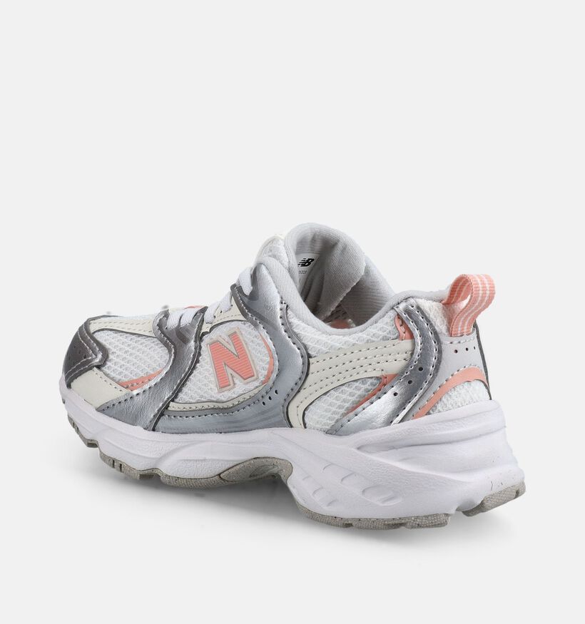 New Balance 530 Baskets basses en Argent/Rose pour filles (375228) - pour semelles orthop&eacute;diques
