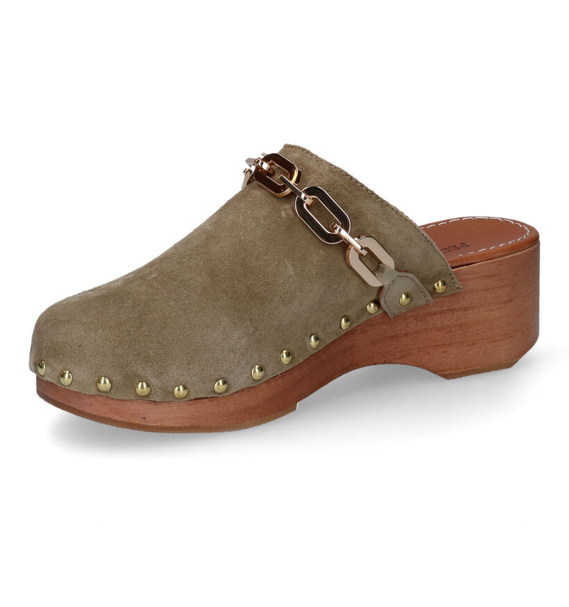 Pedro Miralles Kaki Clogs in daim (308405)