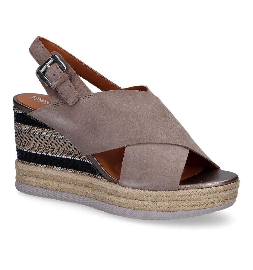 Geox Ponza Taupe Sandalen in daim (311572)
