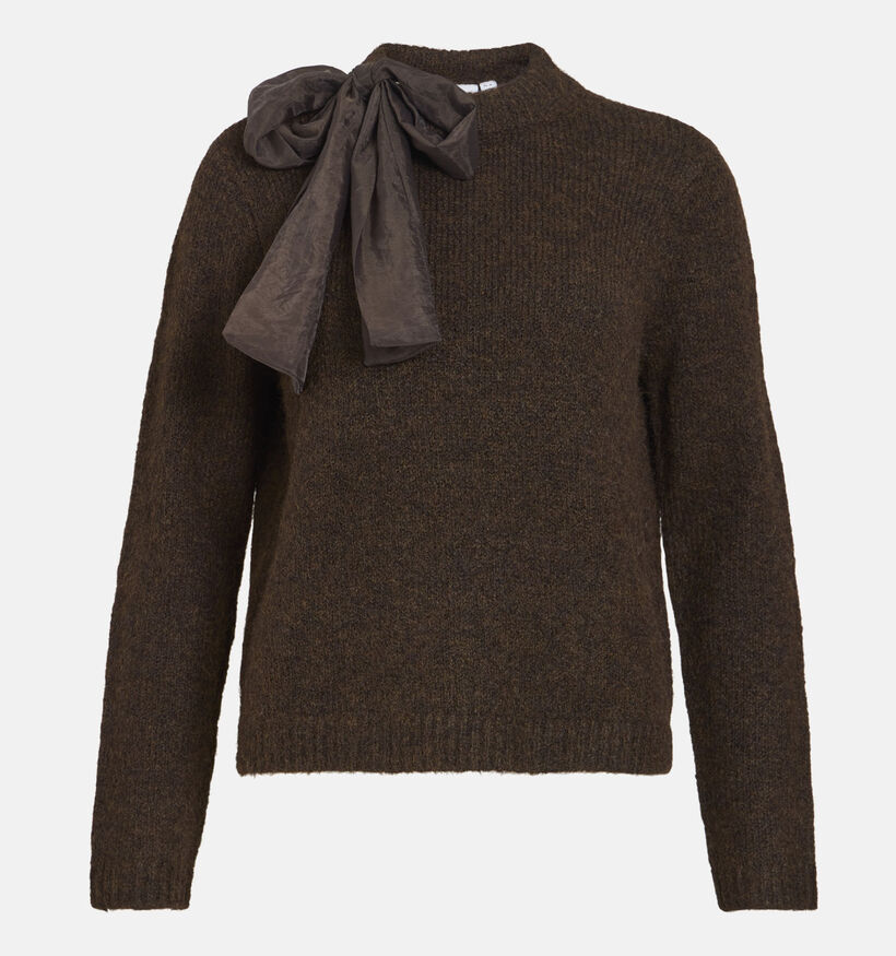 Vila Bows Highneck Detail Pull en Marron pour femmes (379759)