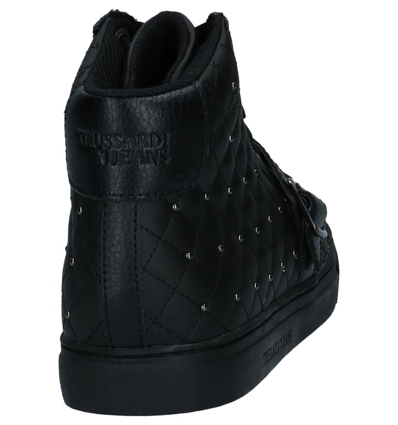 Trussardi Jeans Baskets hautes en Noir en cuir (222384)