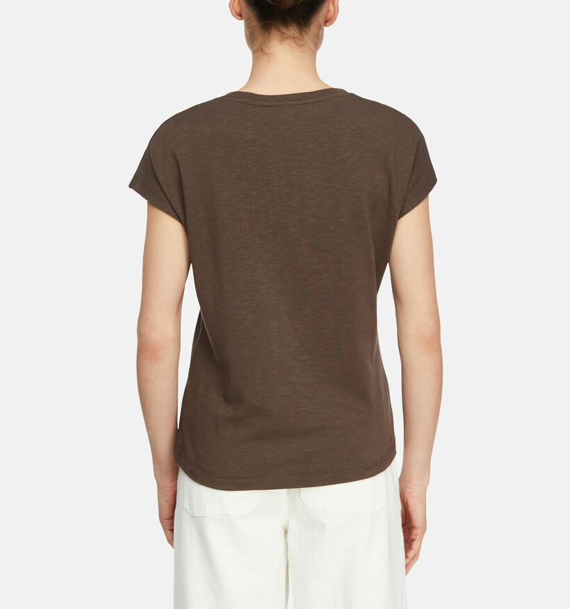 comma Chocolate Brown Donkerbruine T-shirt voor dames (373142)