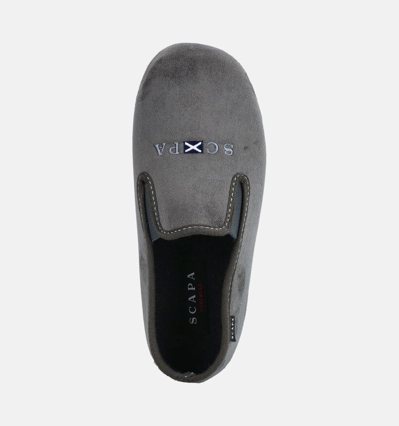 Scapa Pantoufles ferm&eacute;es en Gris fonc&eacute; pour hommes (381021) - pour semelles orthop&eacute;diques