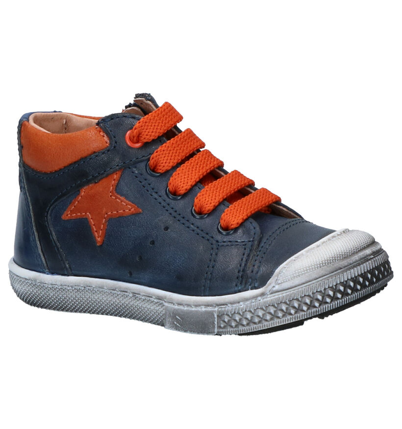 STONES and BONES Leno Veterschoenen Blauw in leer (255443)