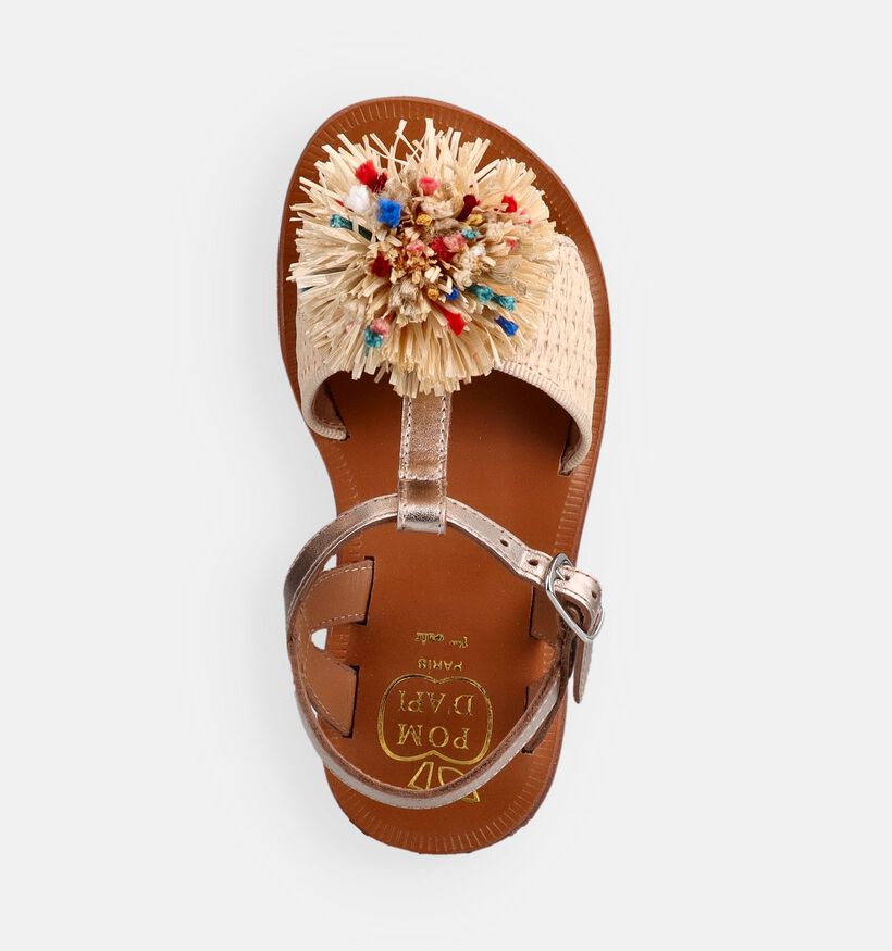 Pom d'Api Plagette Pompom Sandales en Or pour filles (370290)