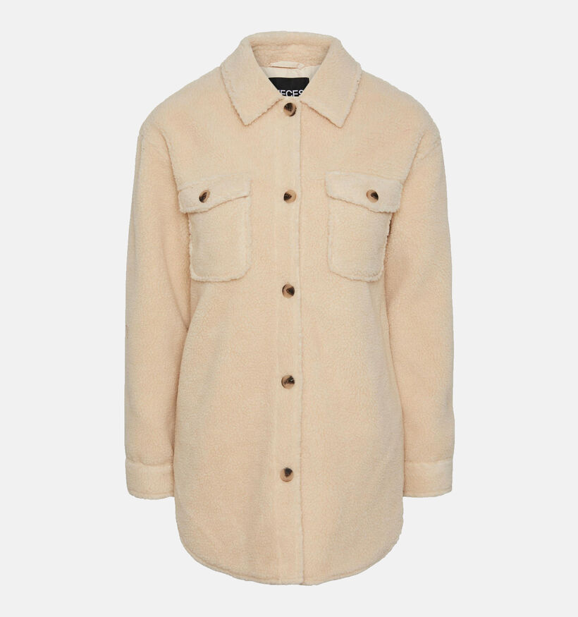 Pieces Nila Manteau teddy en Beige pour femmes (332865)