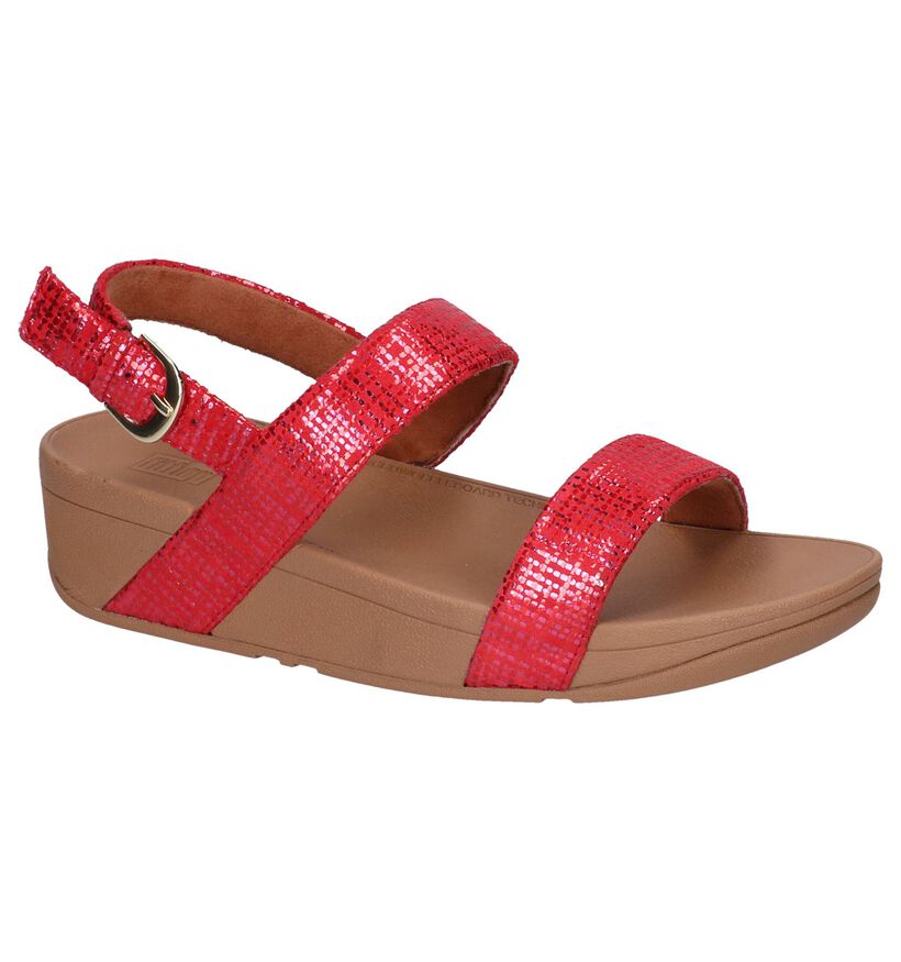 Rode Sandalen Lottie Chain Print in daim (240171)