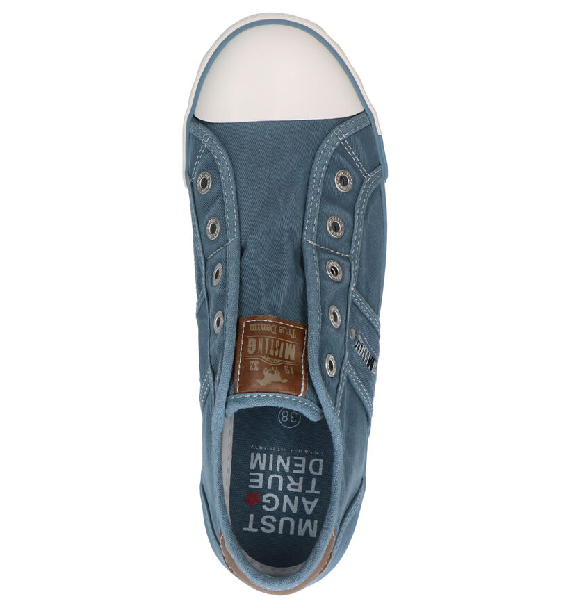 Mustang Slip-ons en Bleu foncé en textile (303683)