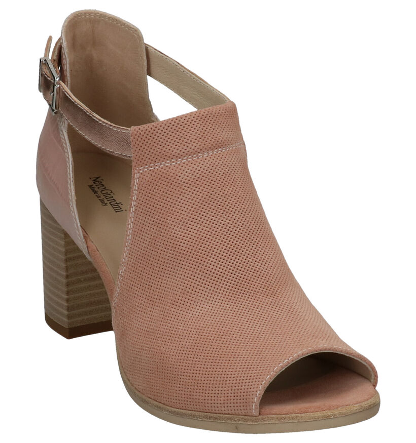 NeroGiardini Taupe Hoogfront Sandalen in daim (292536)