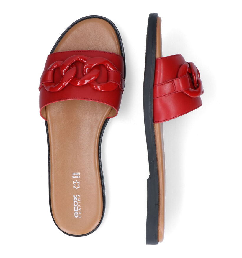 Geox Naileen Rode Slippers in leer (311598)