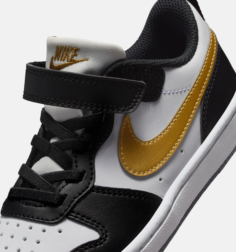 Nike Court Borough Low 2 Witte/Zwarte Sneakers voor jongens (381054)