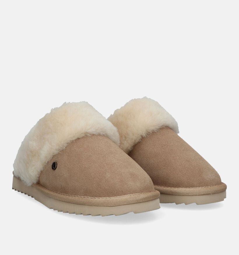 Warmbat Flurry Cognac Wollen Pantoffels voor dames (329908)
