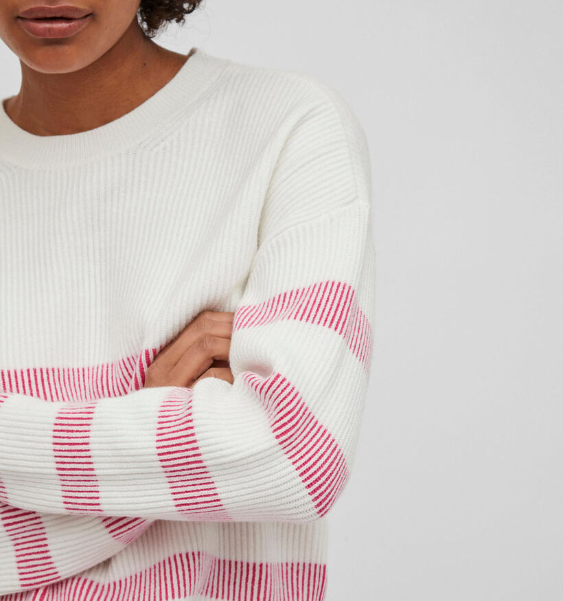 Vila Viril Pull à raye en Blanc / Rose pour femmes (326957)