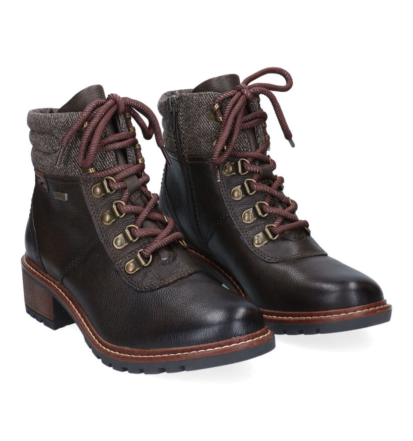 Jana Boots à lacets en Vert en cuir (298455)