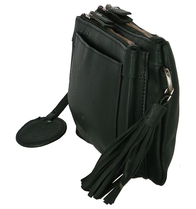 Donkergroene Hampton Bays Crossbody Tas in leer (235331)