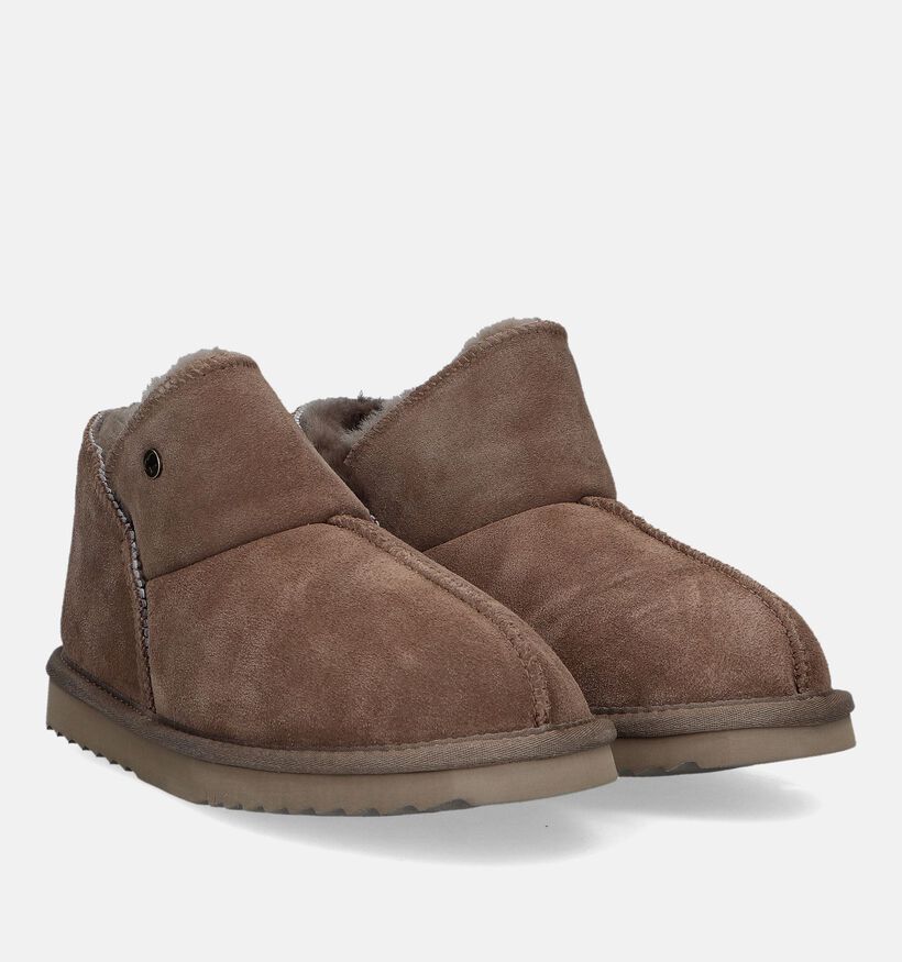 Warmbat Willow Taupe Wollen Hoge pantoffels voor dames (330327)