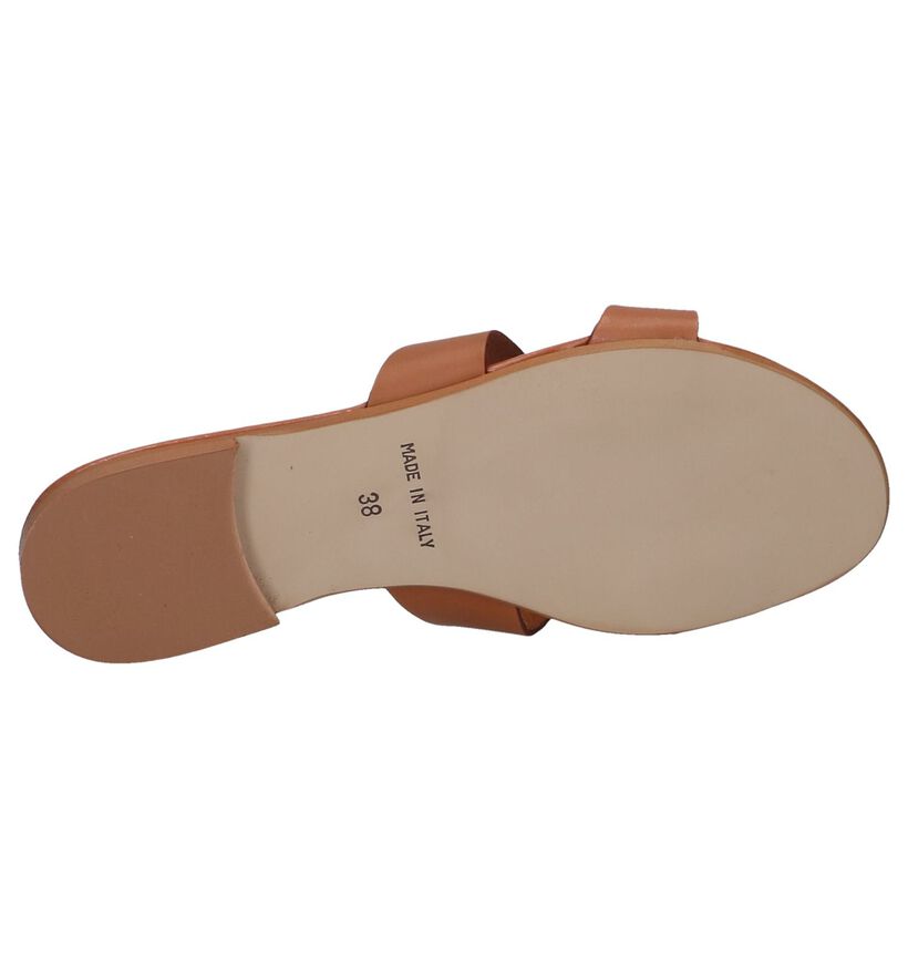 Hampton Bays Nu-pieds plates en Cognac en cuir (239126)