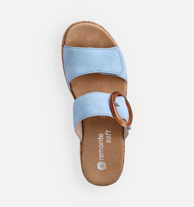 Remonte Nu-pieds plates en Bleu clair pour femmes (370477) - pour semelles orthop&eacute;diques