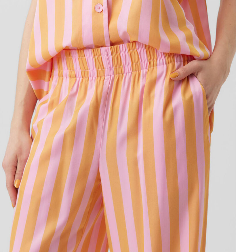 Vero Moda Sadiatika Pantalon rayé en Rose Orange L32 pour femmes (327067)