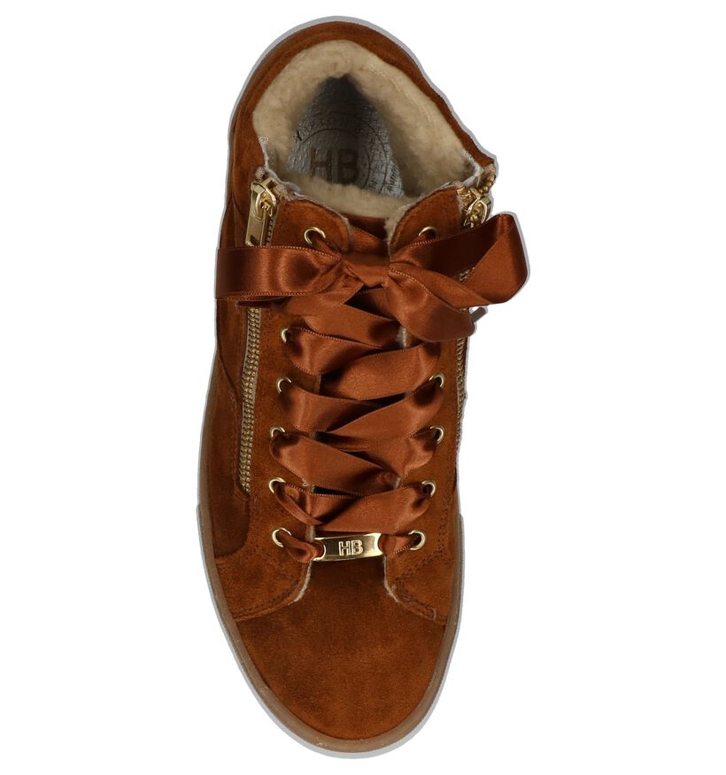 Cognac Boots met Rits/Veter Hampton Bays in daim (206943)