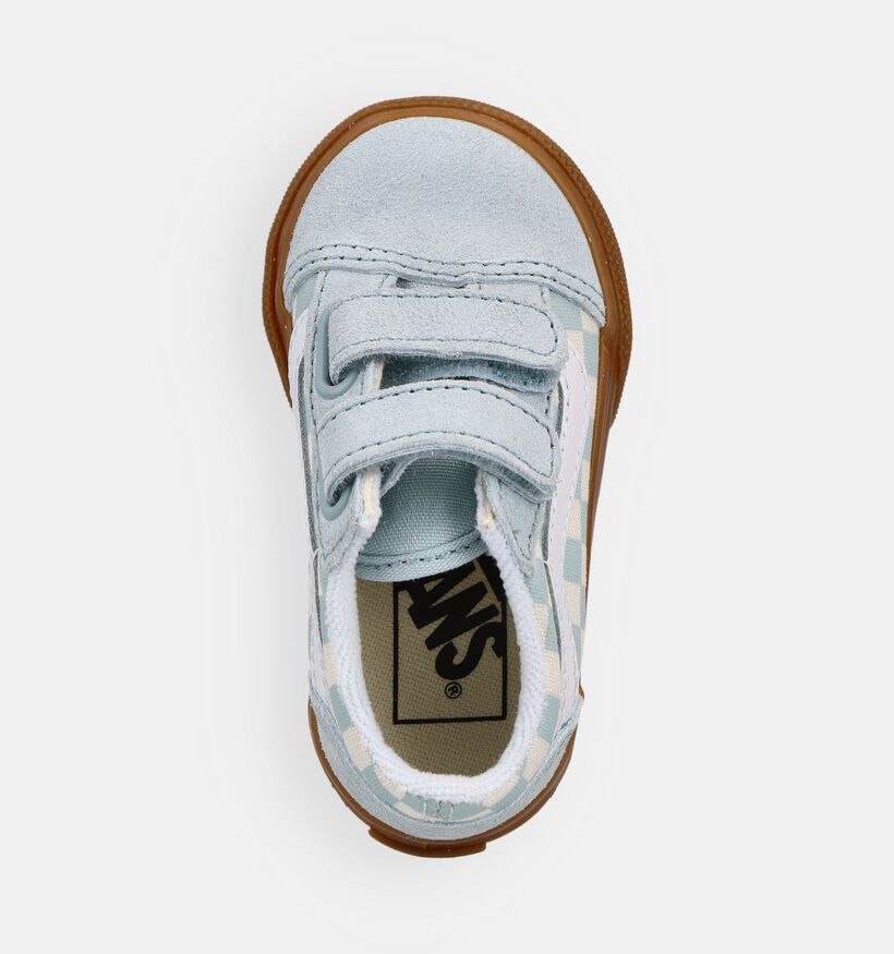 Vans Old Skool Checkerboard Baskets en Bleu pour filles (368964)