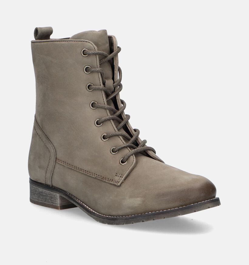 Poelman Olijfgroene Veterboots voor dames (347771)