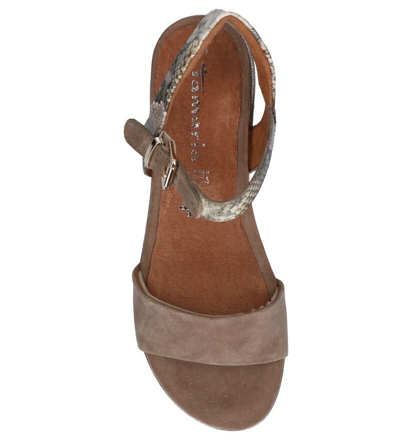 Tamaris Sandales compensées en Taupe en textile (244162)