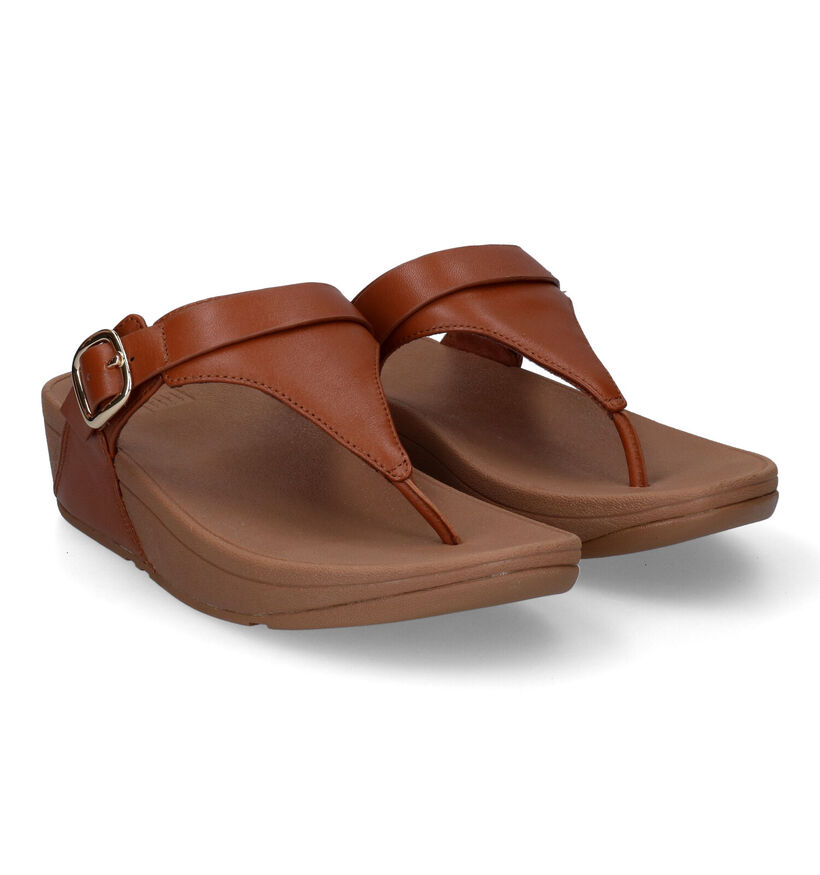 FitFlop Lulu Toe Post Roze Teenslippers in leer (304829)