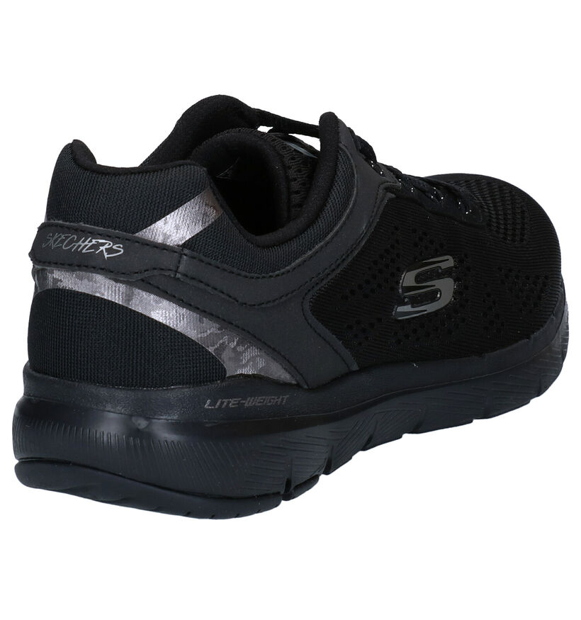 Skechers Flex Appeal Zwarte Sneakers in stof (286766)
