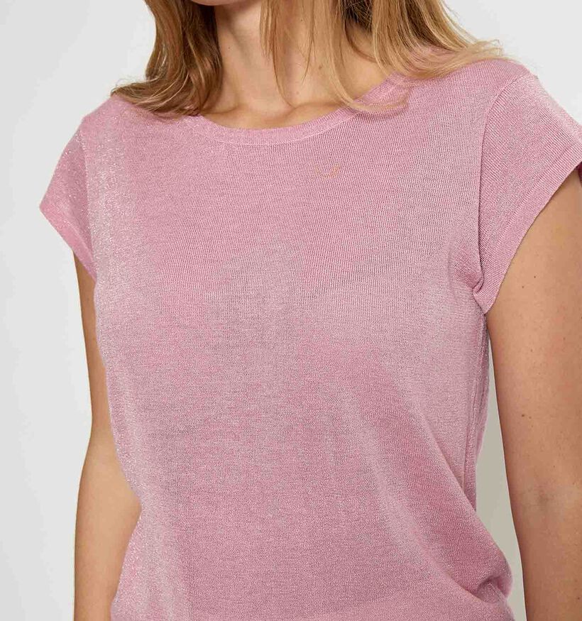 Minus Carlina Knit T-shirt en Rose pour femmes (371808)