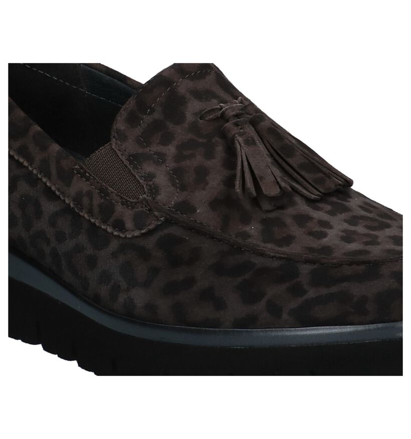 Bruine Gabor Mocassins met Luipaardprint in daim (231251)
