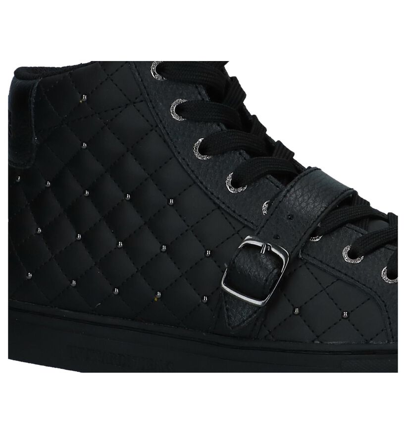 Trussardi Jeans Matelassé Zwarte Hoge Sneakers in leer (222384)