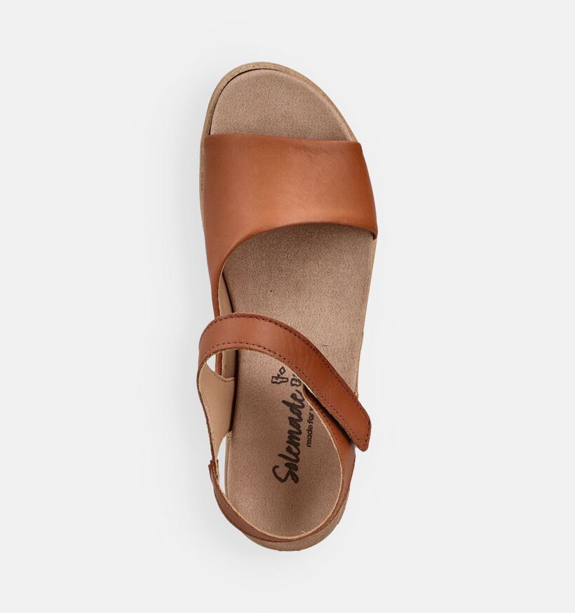 Solemade Romi Sandales plates en Cognac pour femmes (371647) - pour semelles orthop&eacute;diques