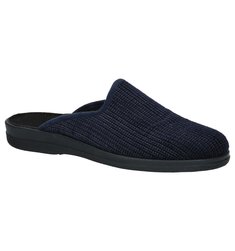 Slippers Comfort Pantoufles ouvertes en Bleu foncé en textile (263628)