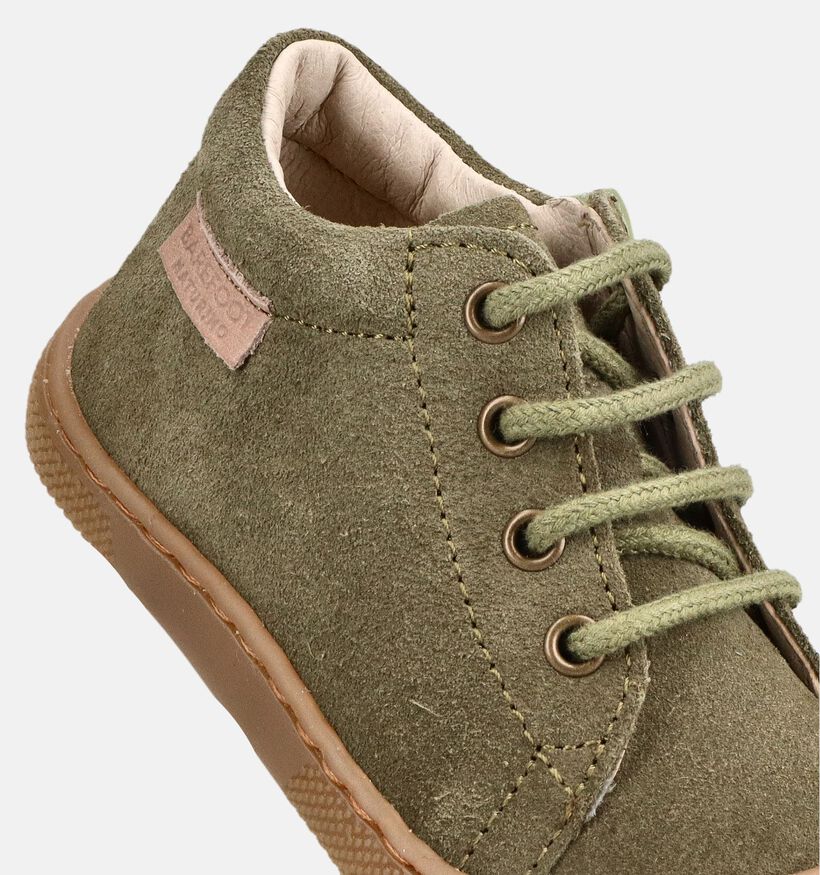 Naturino Barefoot Amur Zip Boots &agrave; lacets en Vert pour gar&ccedil;ons (380188) - pour semelles orthop&eacute;diques