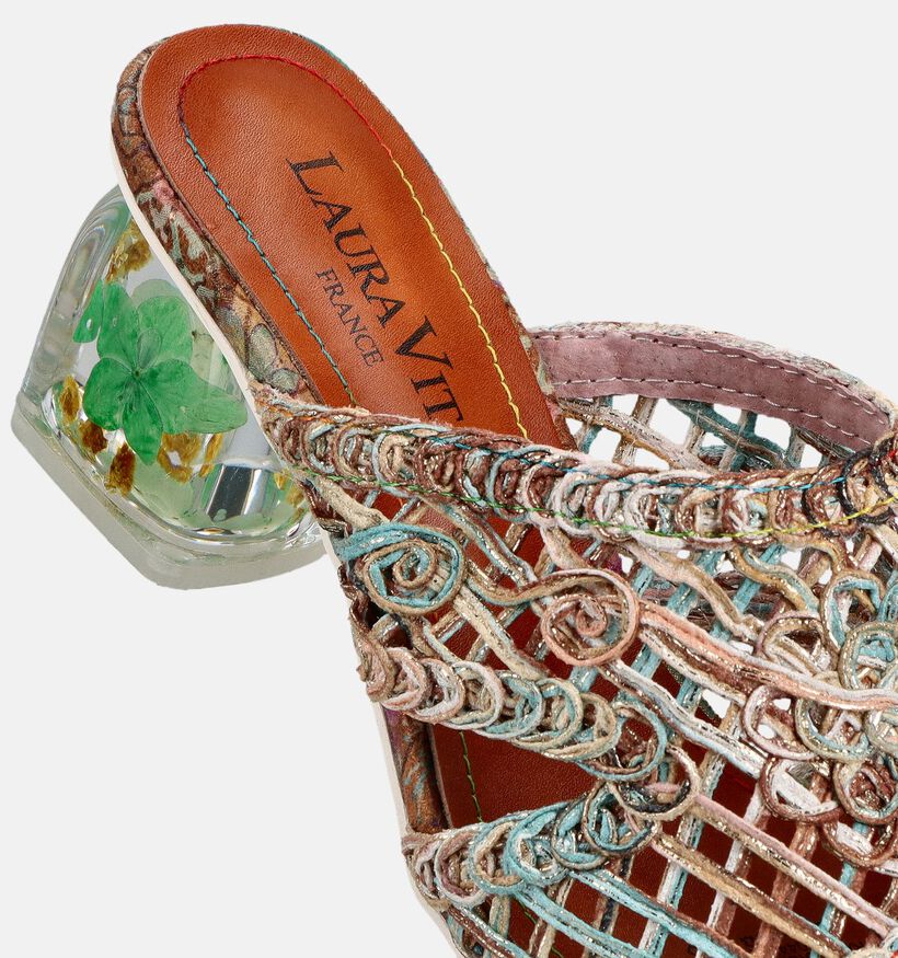 Laura Vita Framboise Nu-pieds &agrave; talons en Bleu pour femmes (373199)