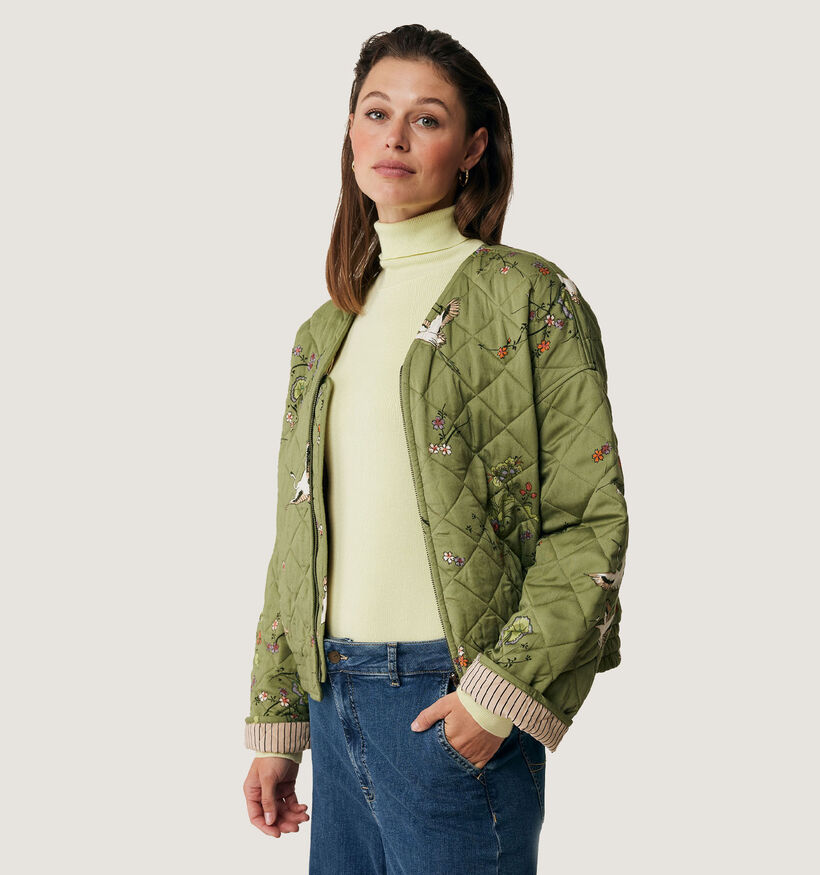 Mexx Kaki Boxy quilted Vest voor dames (348272)