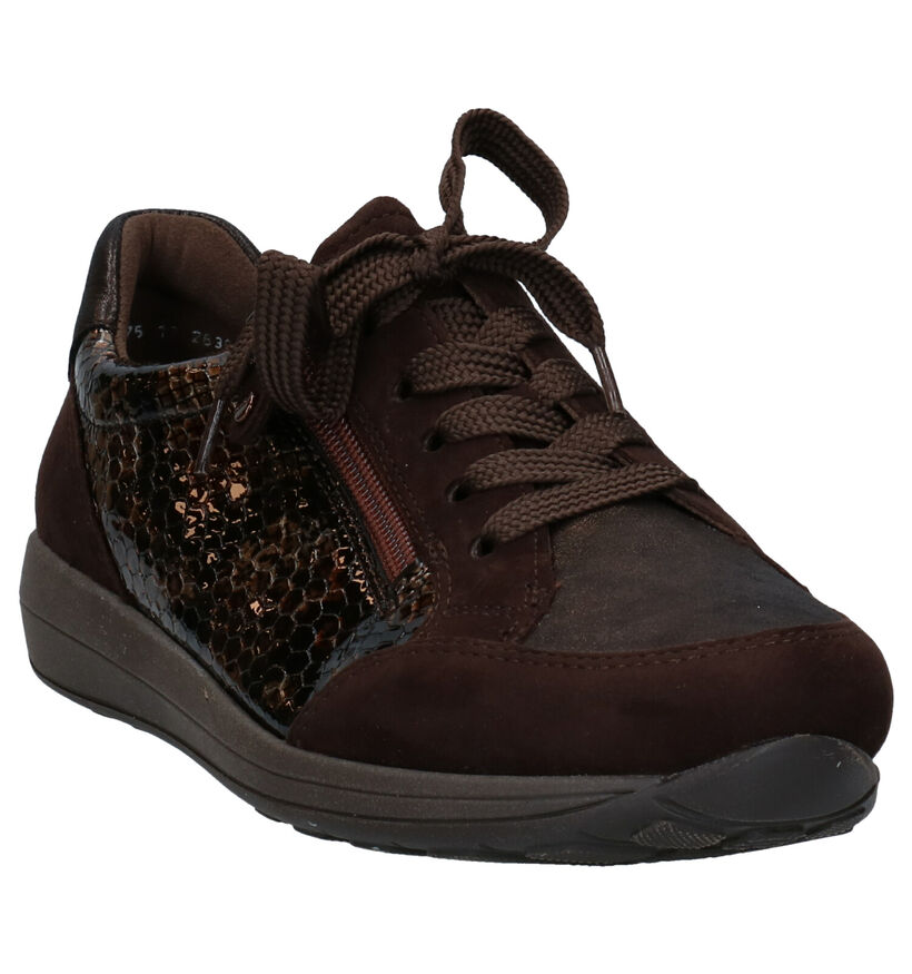 Ara Merano High Soft Chaussures à Lacets en Brun en verni (282784)