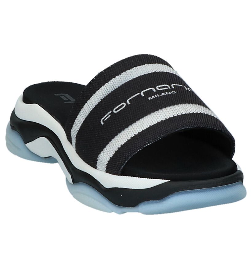 Zwart/Witte Slippers Fornarina Super 10 in stof (236929)